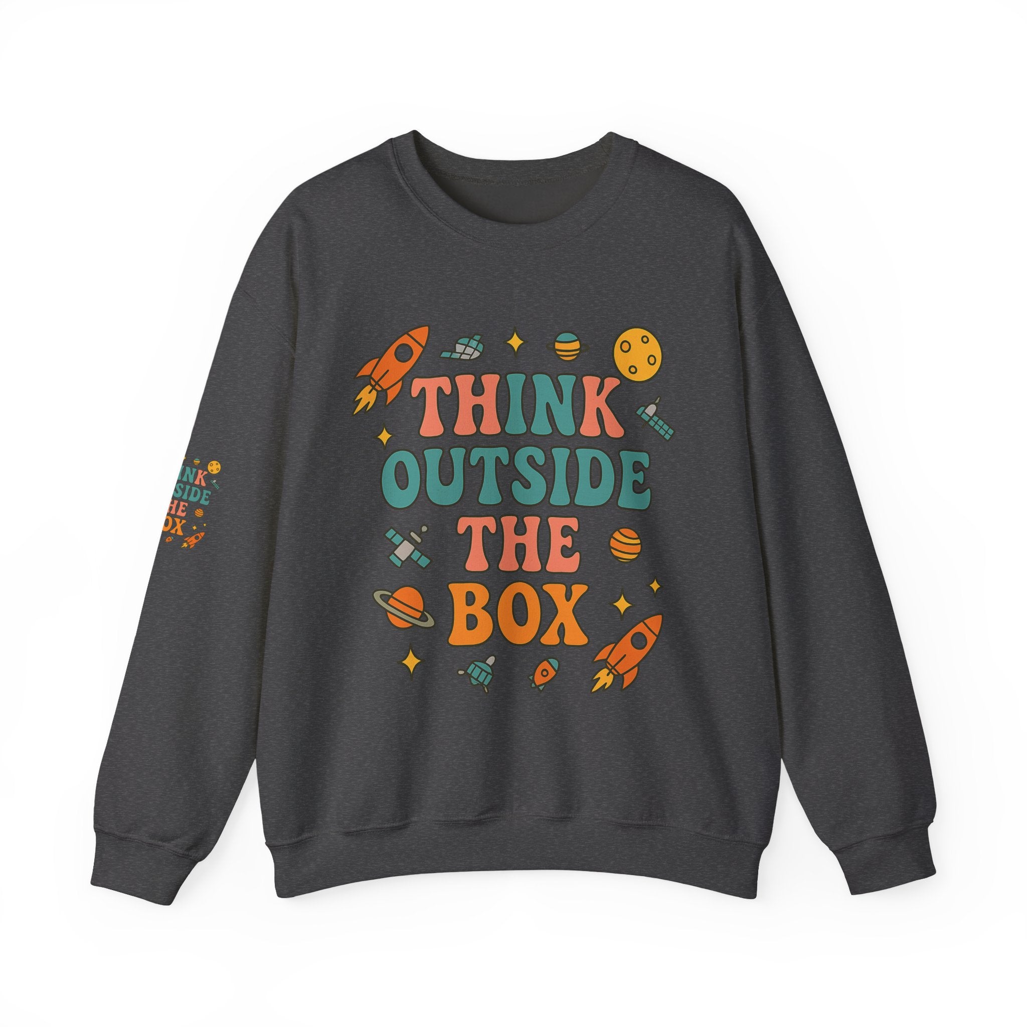 Think Outside the Box Crewneck Sweatshirt | Quirky Gift, Inspirational Wear, Cozy Fashion, Unique Design, Casual Comfort