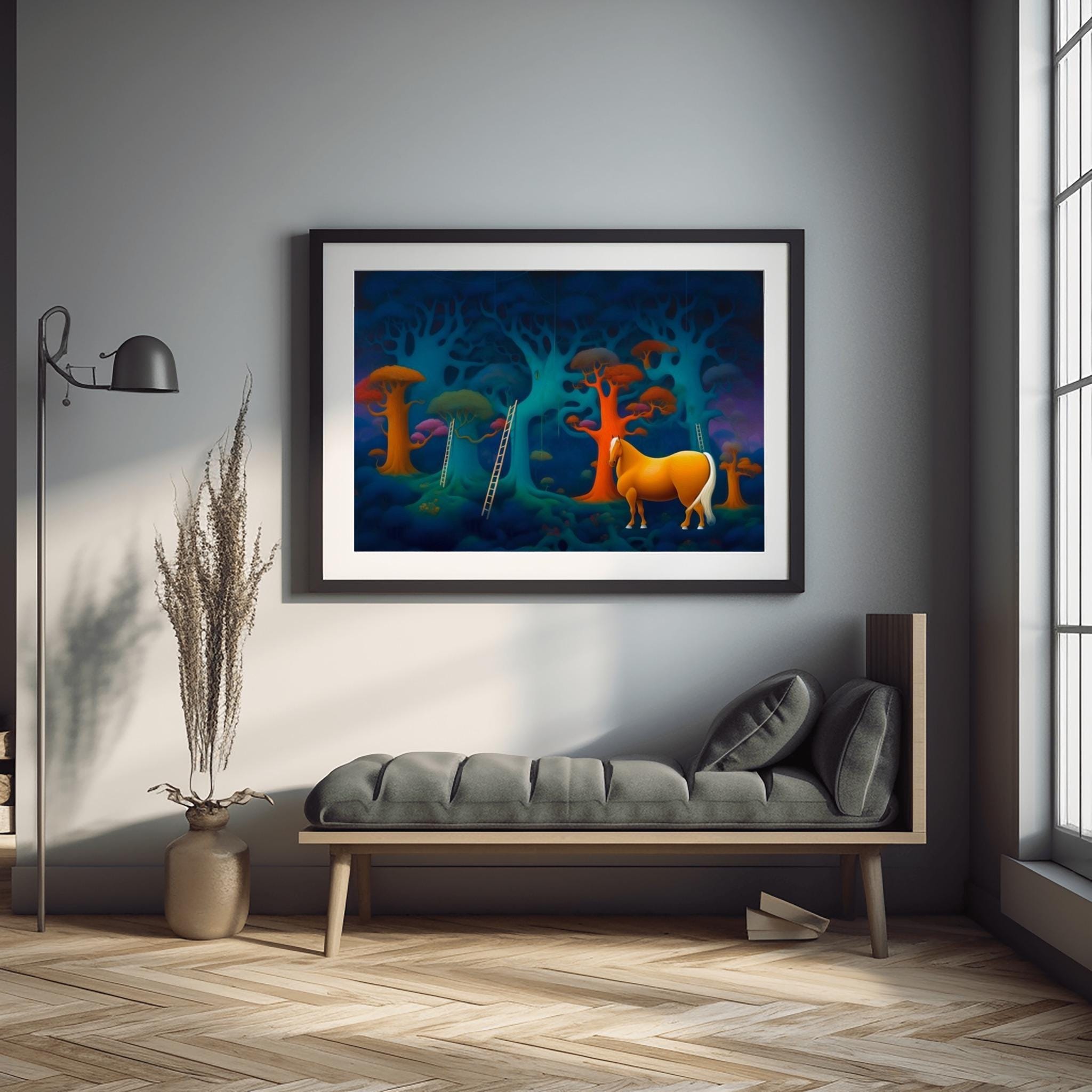 Surreal Art Forest Digital Wall Art Download, Printable Nature Poster, Minimalist Home Decor