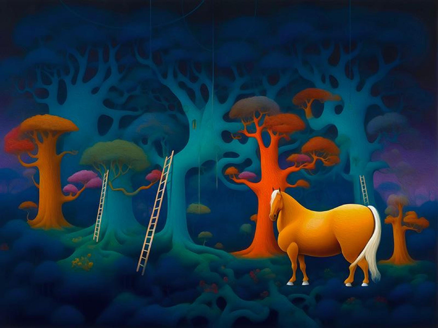 Surreal Art Forest Digital Wall Art Download, Printable Nature Poster, Minimalist Home Decor
