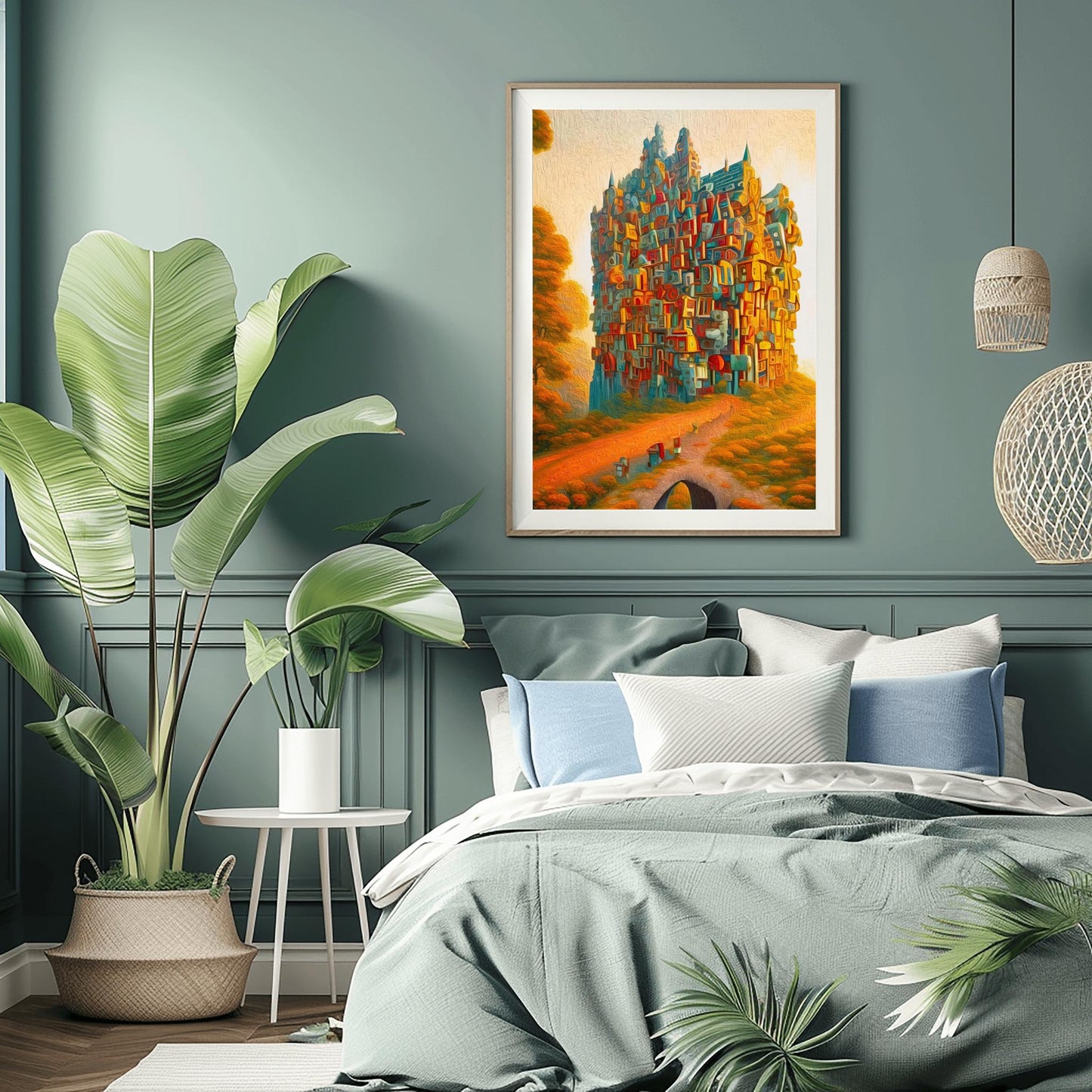 Surreal Wall Art Print Colorful Fantasy Castle Nature Printable Steampunk Poster Abstract Digital Download Decor