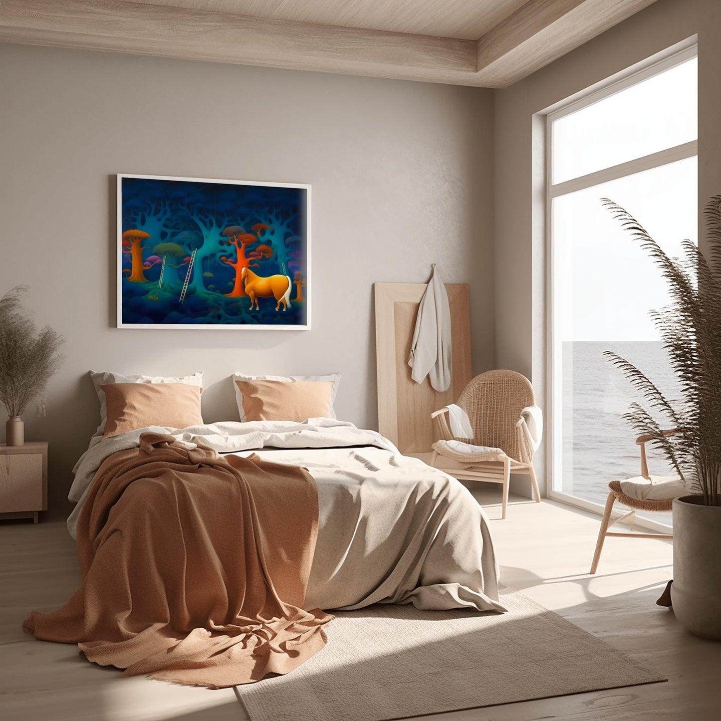 Surreal Art Forest Digital Wall Art Download, Printable Nature Poster, Minimalist Home Decor
