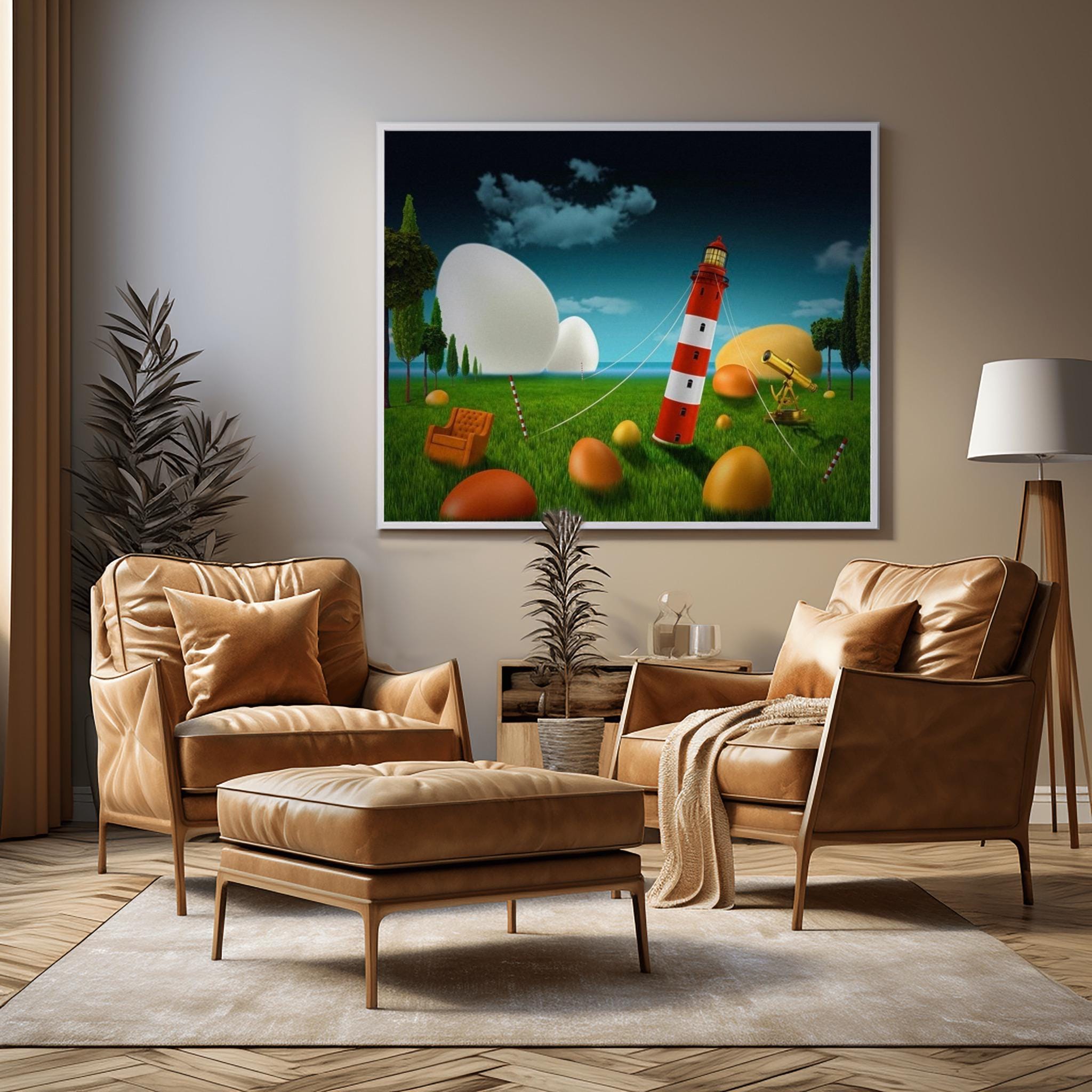 Lighthouse and Eggs, Digital Wall Art – Instant Download, Printable Nature Poster, Minimalist Home Decor