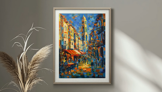 Painting of a street in Alicante, Spain in acrylic