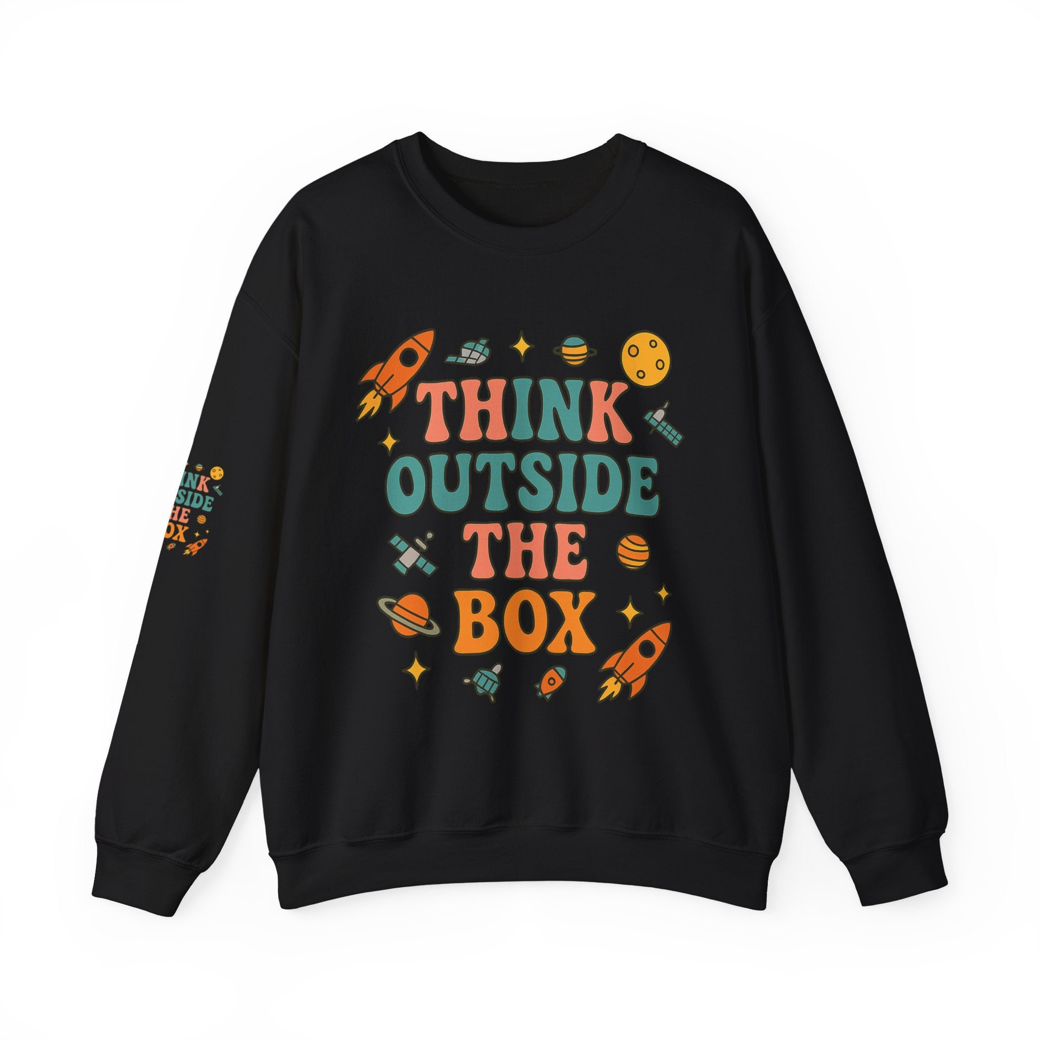 Think Outside the Box Crewneck Sweatshirt | Quirky Gift, Inspirational Wear, Cozy Fashion, Unique Design, Casual Comfort