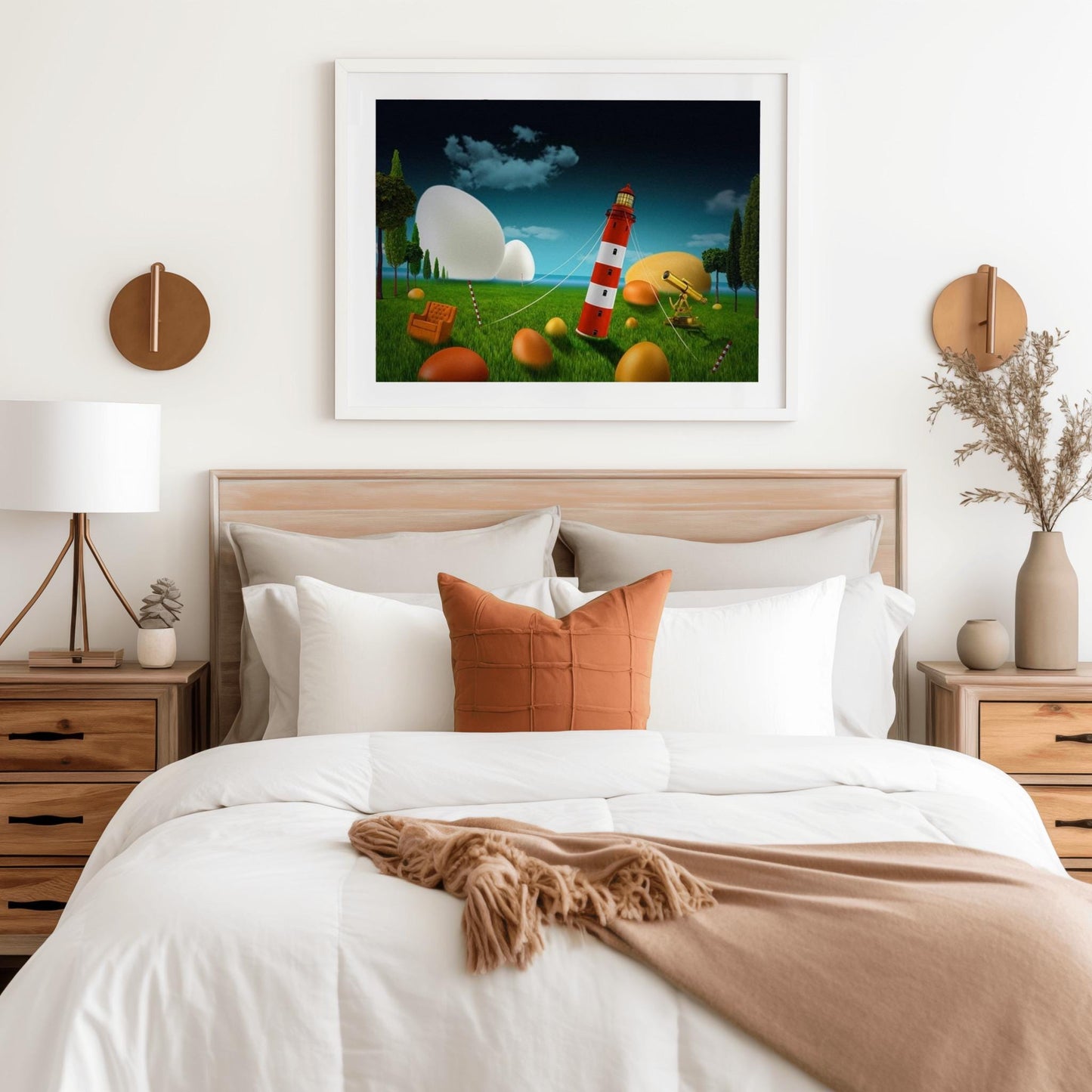 Lighthouse and Eggs, Digital Wall Art – Instant Download, Printable Nature Poster, Minimalist Home Decor