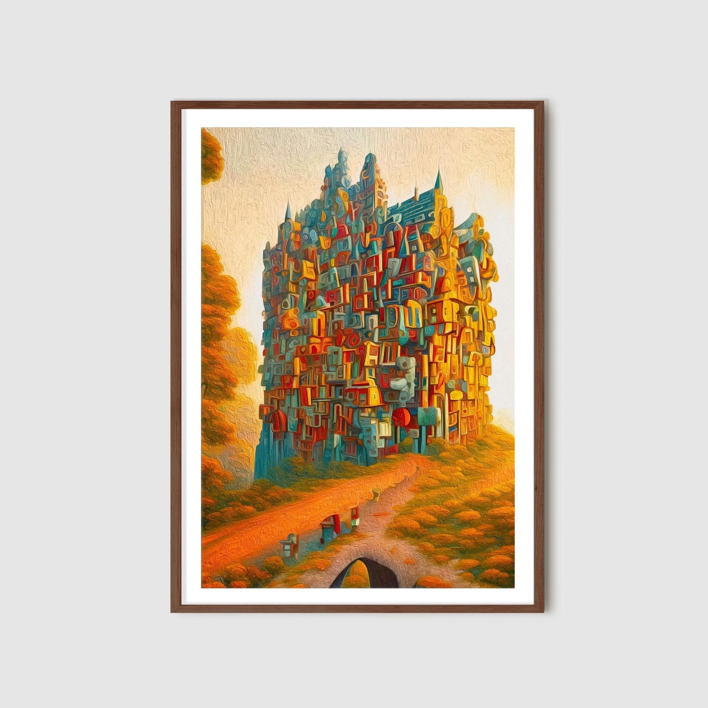 Surreal Wall Art Print Colorful Fantasy Castle Nature Printable Steampunk Poster Abstract Digital Download Decor