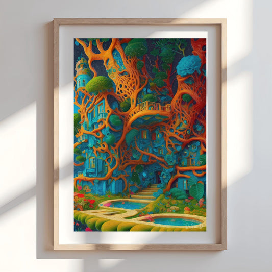 In Harmony with nature - Surreal Wall Art Print Colorful Fantasy Nature Printable Poster Abstract Digital Download Decor